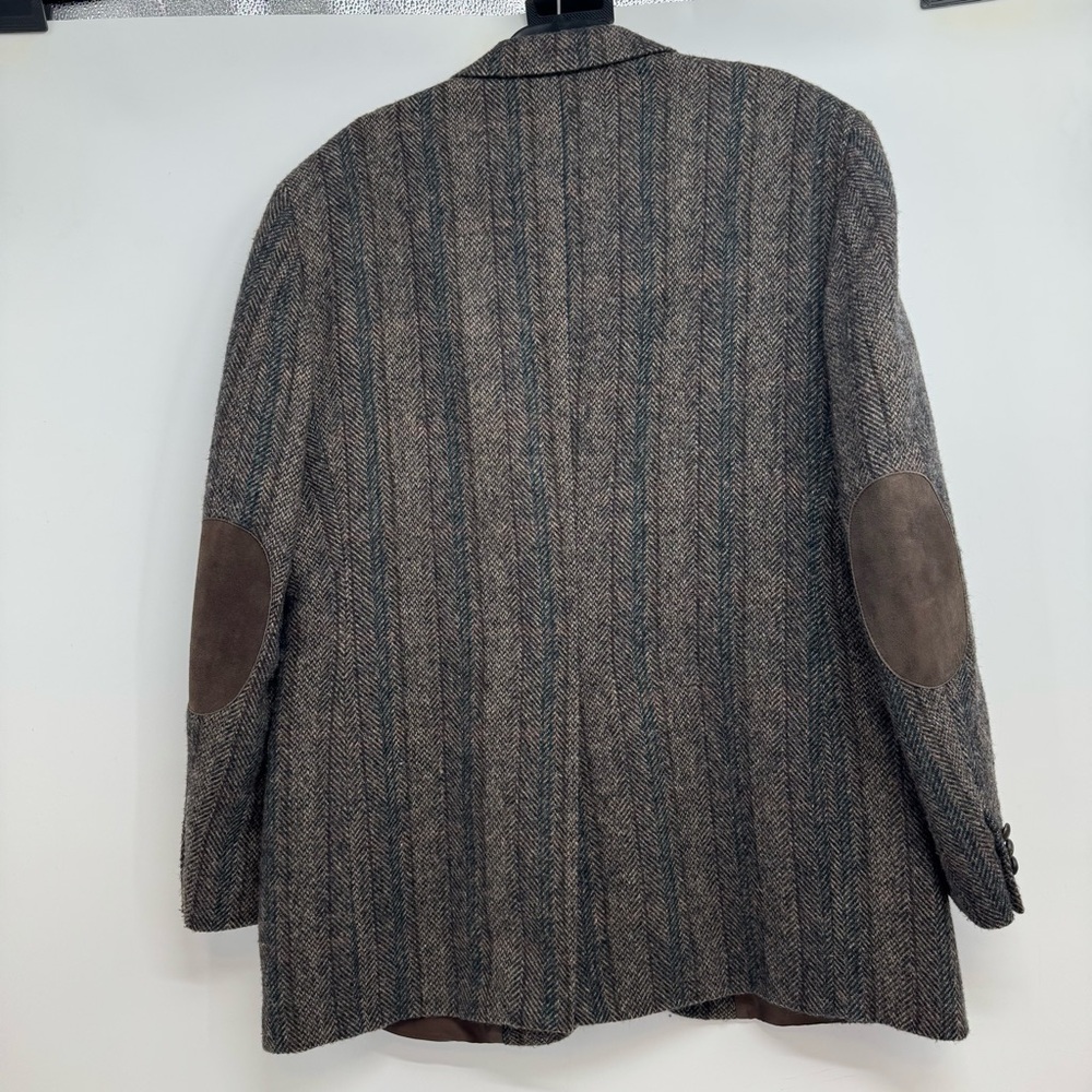 Vintage Haggar Tweed Sports Coat Jacket Brown Elbow Patches Mens 44L USA - Picture 3 of 11